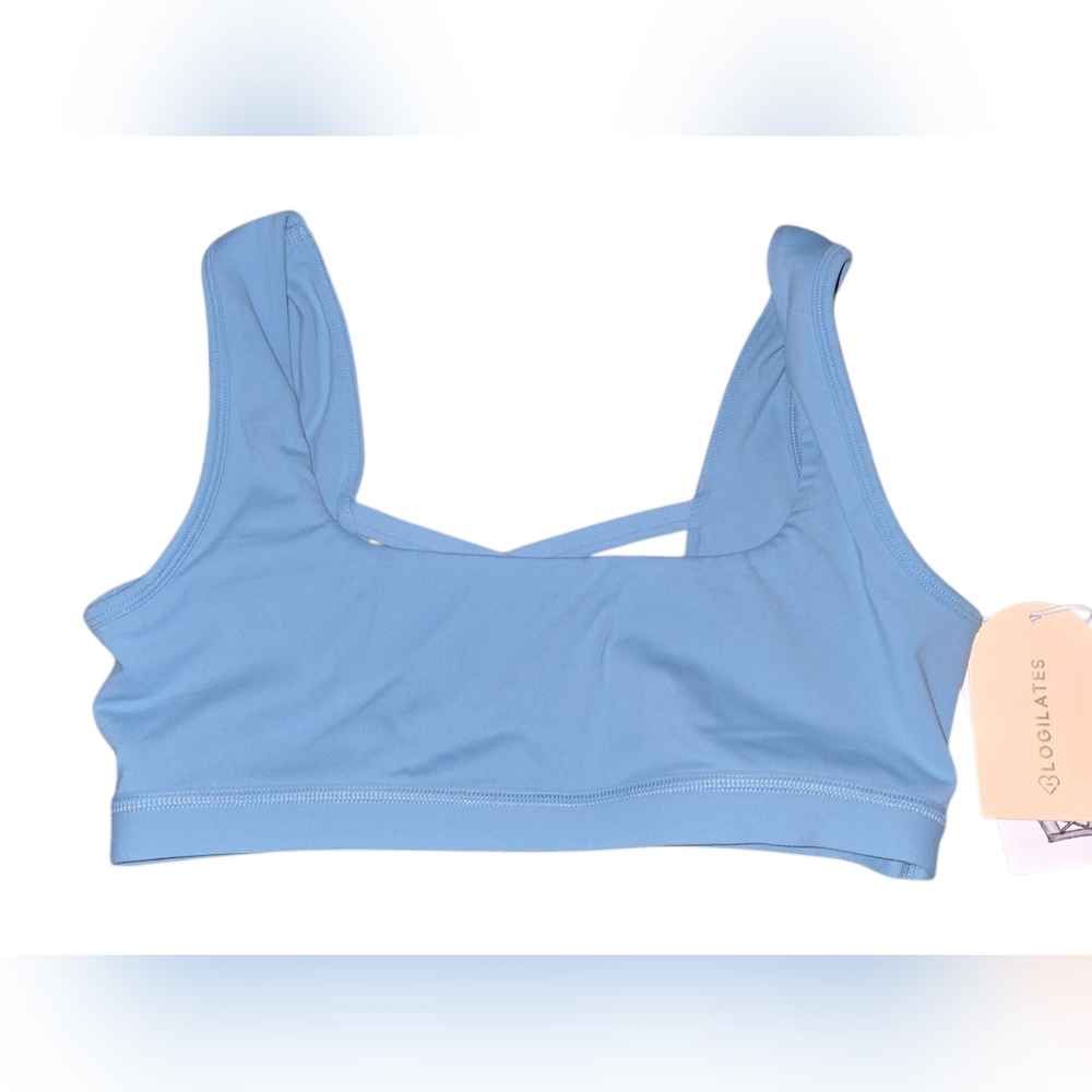 Blue QLO Pilates Sports Bra